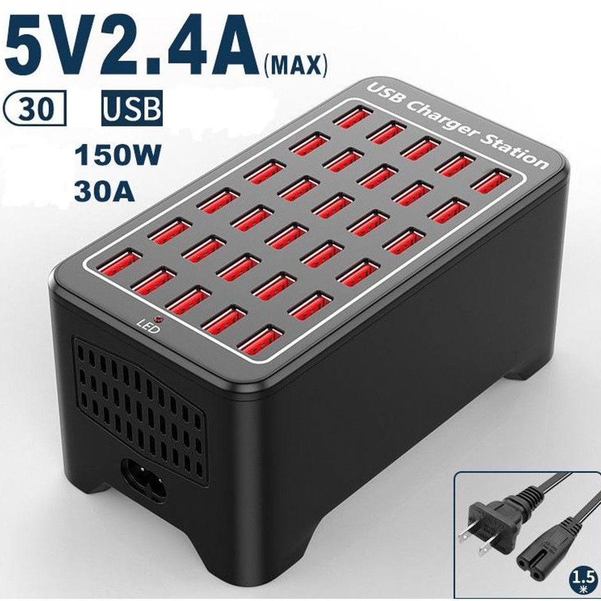 GENERICO - Estación De Carga Para Cargador Múltiple Usb 30 Puertos 150w