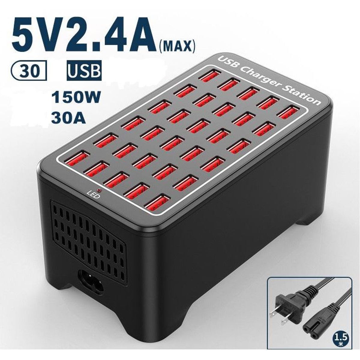 GENERICO - Estación De Carga Para Cargador Múltiple Usb 30 Puertos 150w