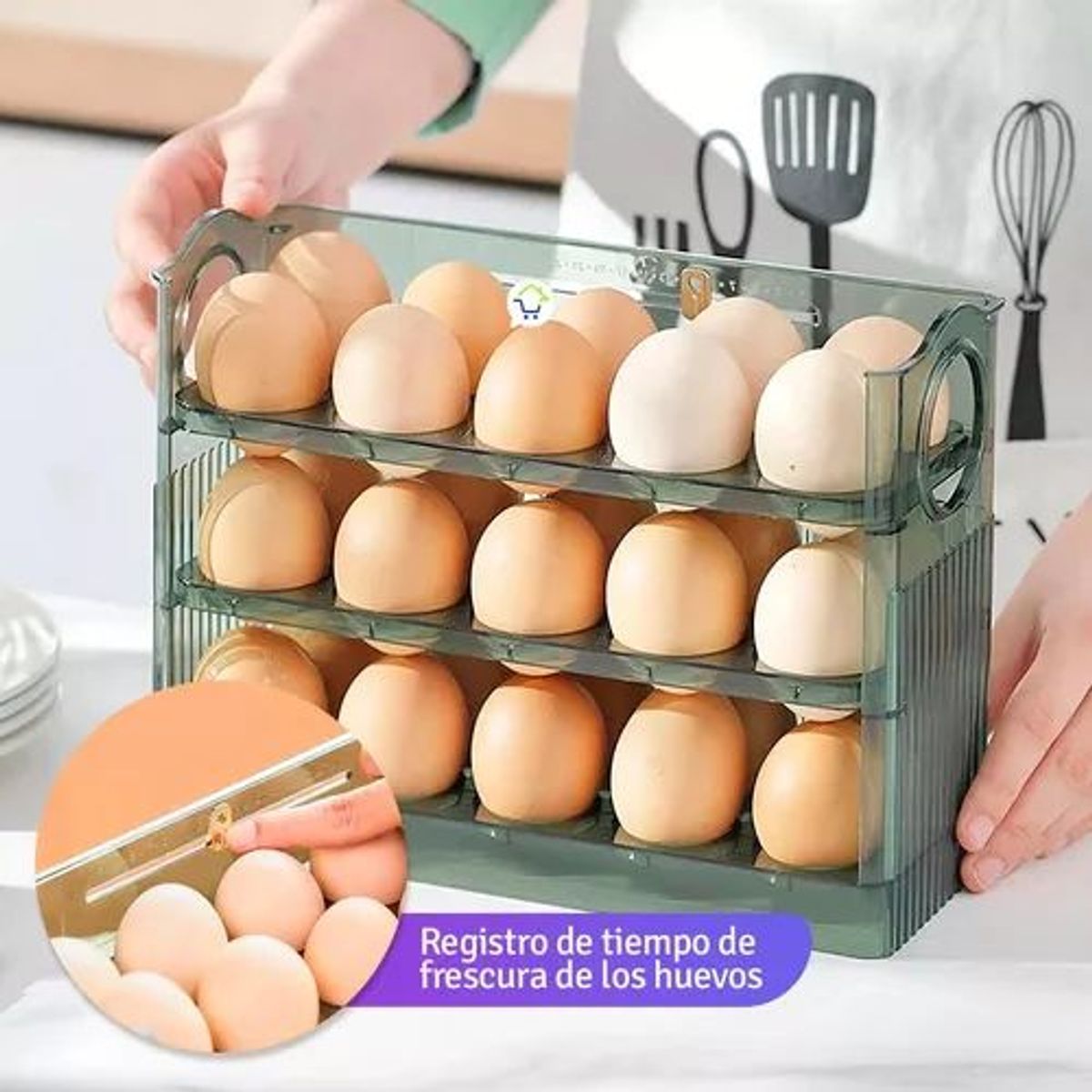 GENERICO - Organizador De Huevos 30 Espacios Huevera 3 Niveles