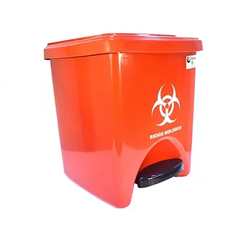 COLPLAST - Papelera Cuadrada De 22 Litros Tapa Pedal Roja