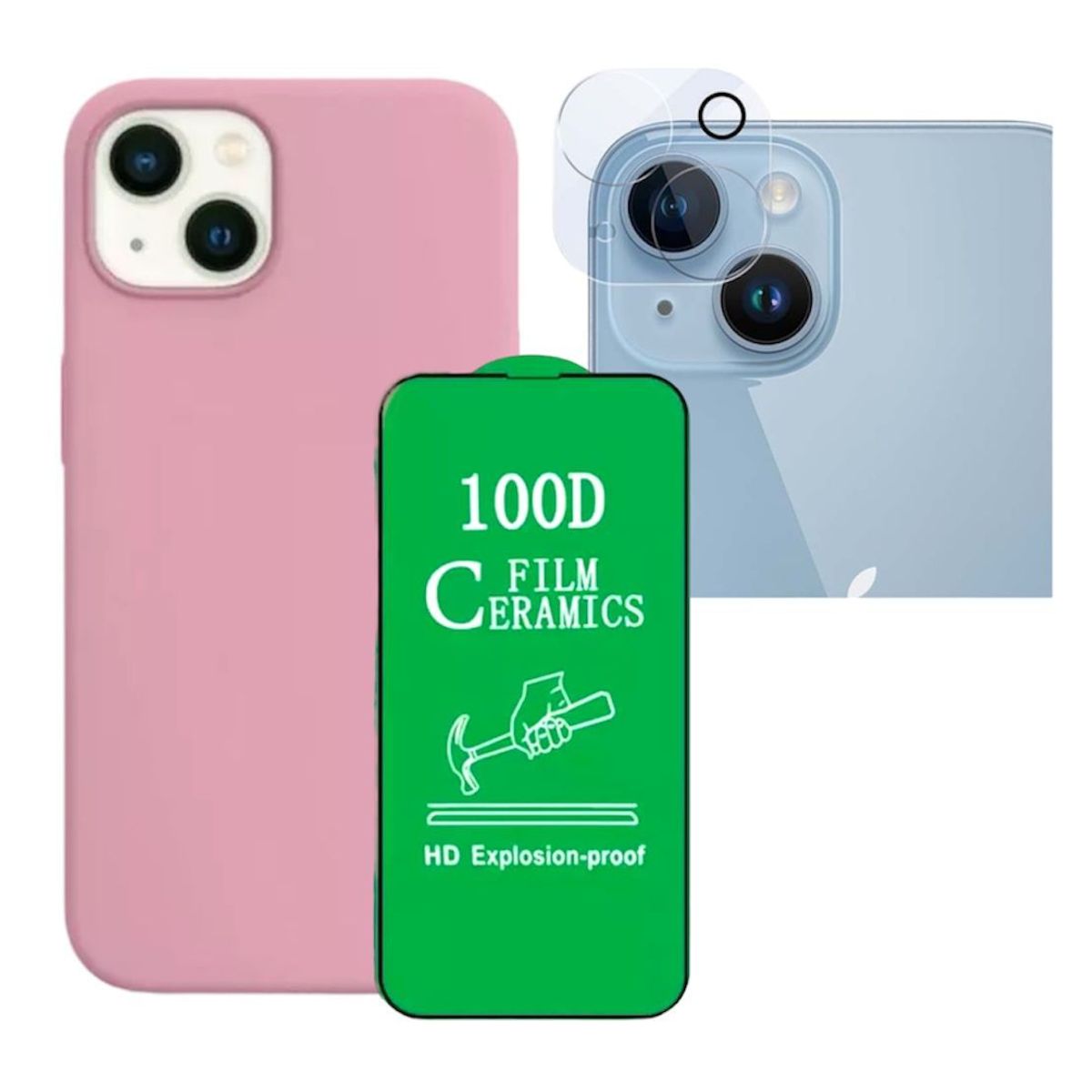 GENERICO - Forro Silicone Case+ Cerámico+ Protector Camara ¡Phone 15 Plus Rosa