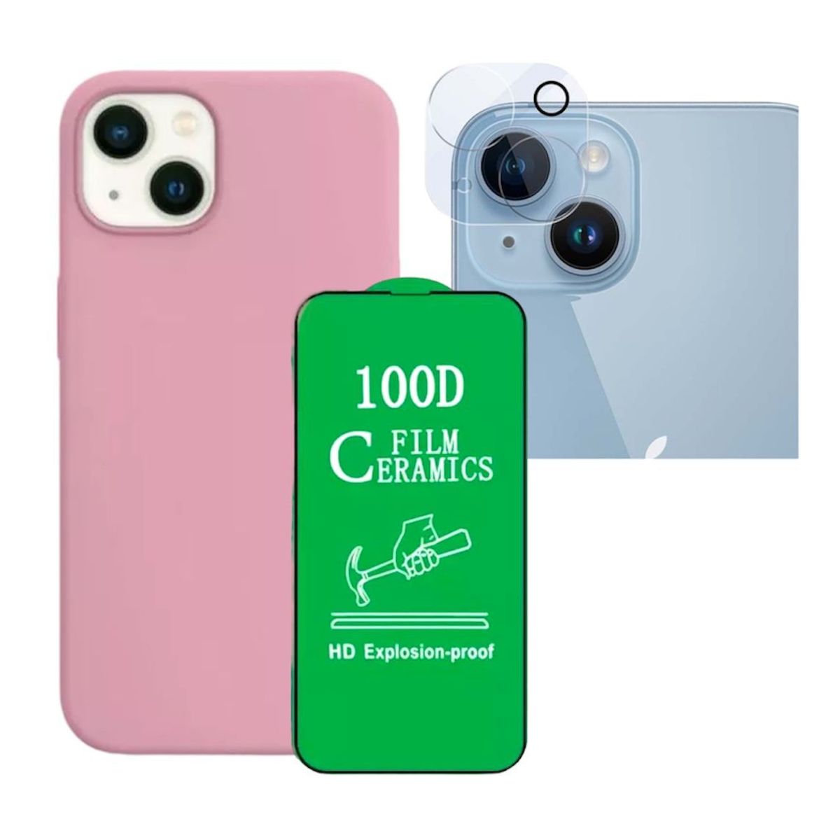 GENERICO - Forro Silicone Case+ Cerámico+ Protector Camara ¡Phone 15 Plus Rosa