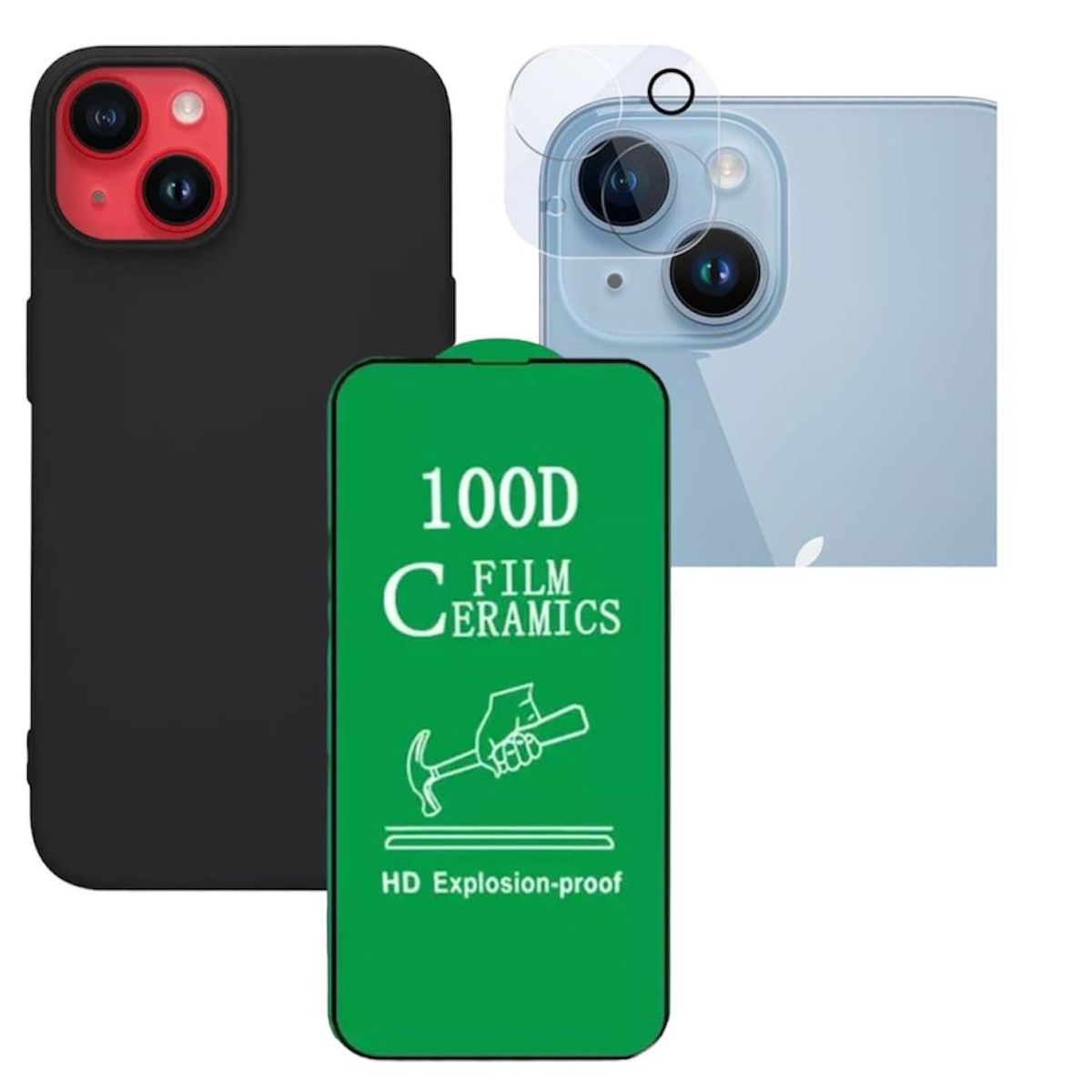 GENERICO - Forro Silicone Case+ Cerámico+ Protector Camara ¡Phone 15 Plus Negro