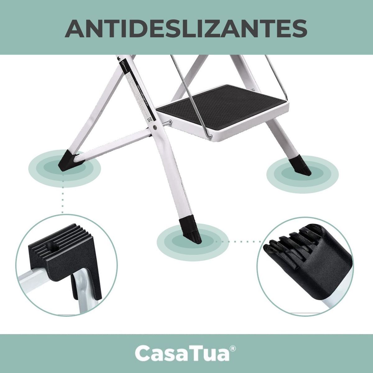 CASATUA - Escalera Multiuso Plegable 2 Peldaños Ultra Compacta Casatua