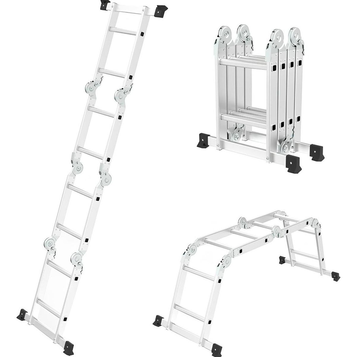 CASATUA - Escalera Multiuso Aluminio 2,4 Mts Plegable Resistente 3en1