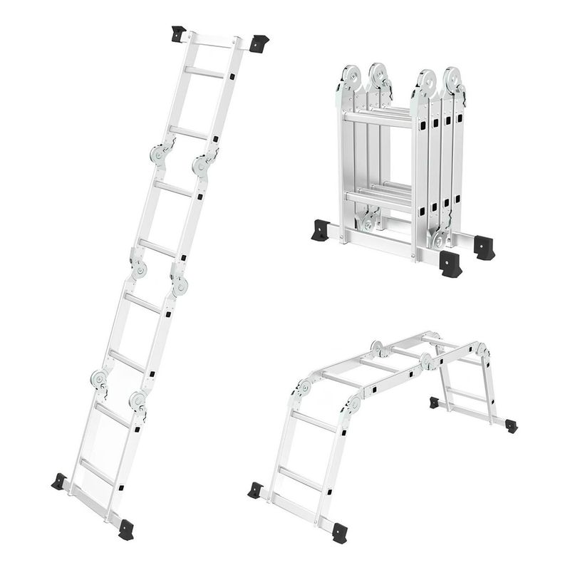 CASATUA - Escalera Multiuso Aluminio 2,4 Mts Plegable Resistente 3en1