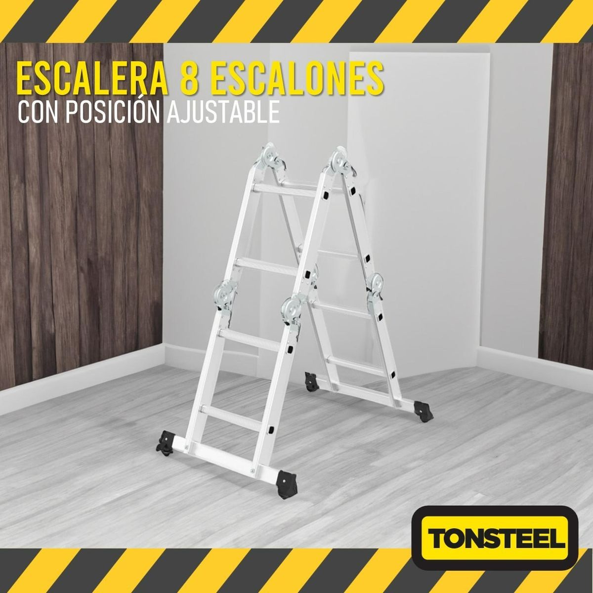 CASATUA - Escalera Multiuso Aluminio 2,4 Mts Plegable Resistente 3en1
