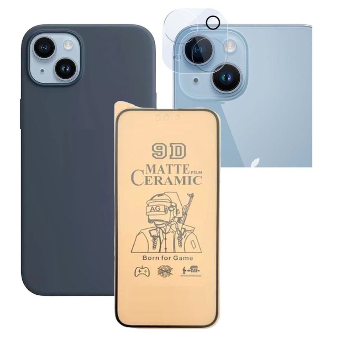 GENERICO - Forro Silicone Case+ Cerámico Matte+ Camara ¡Phone 15 Azul