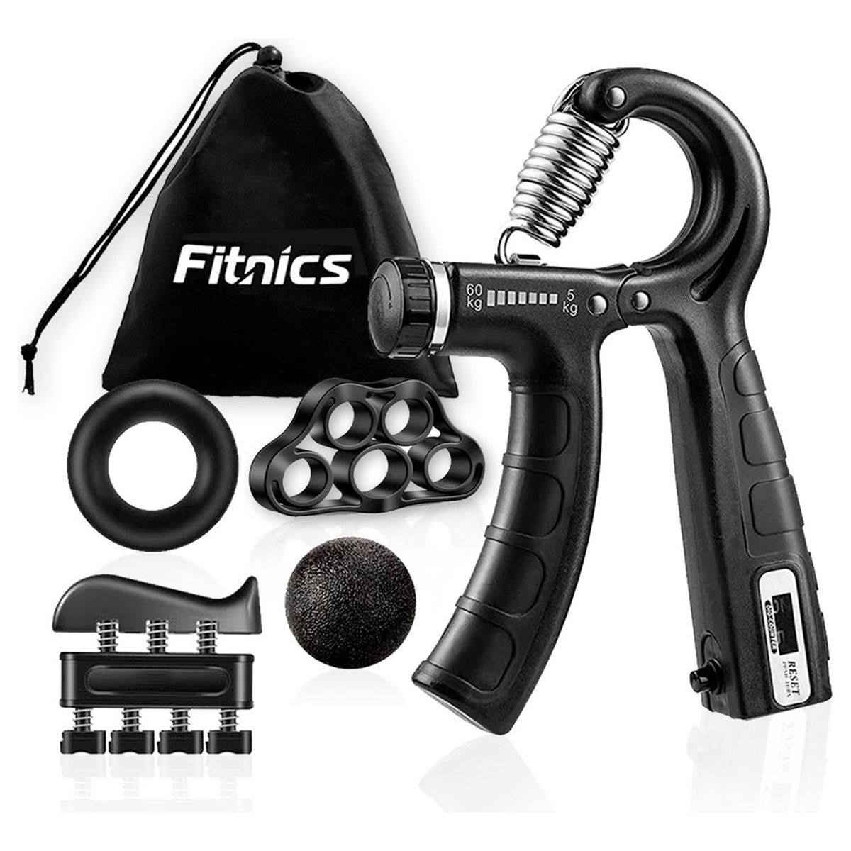 FITNICS - Set Hand Grip Ejercitador Manos Y Antebrazo Fitnics 10-60 Kg