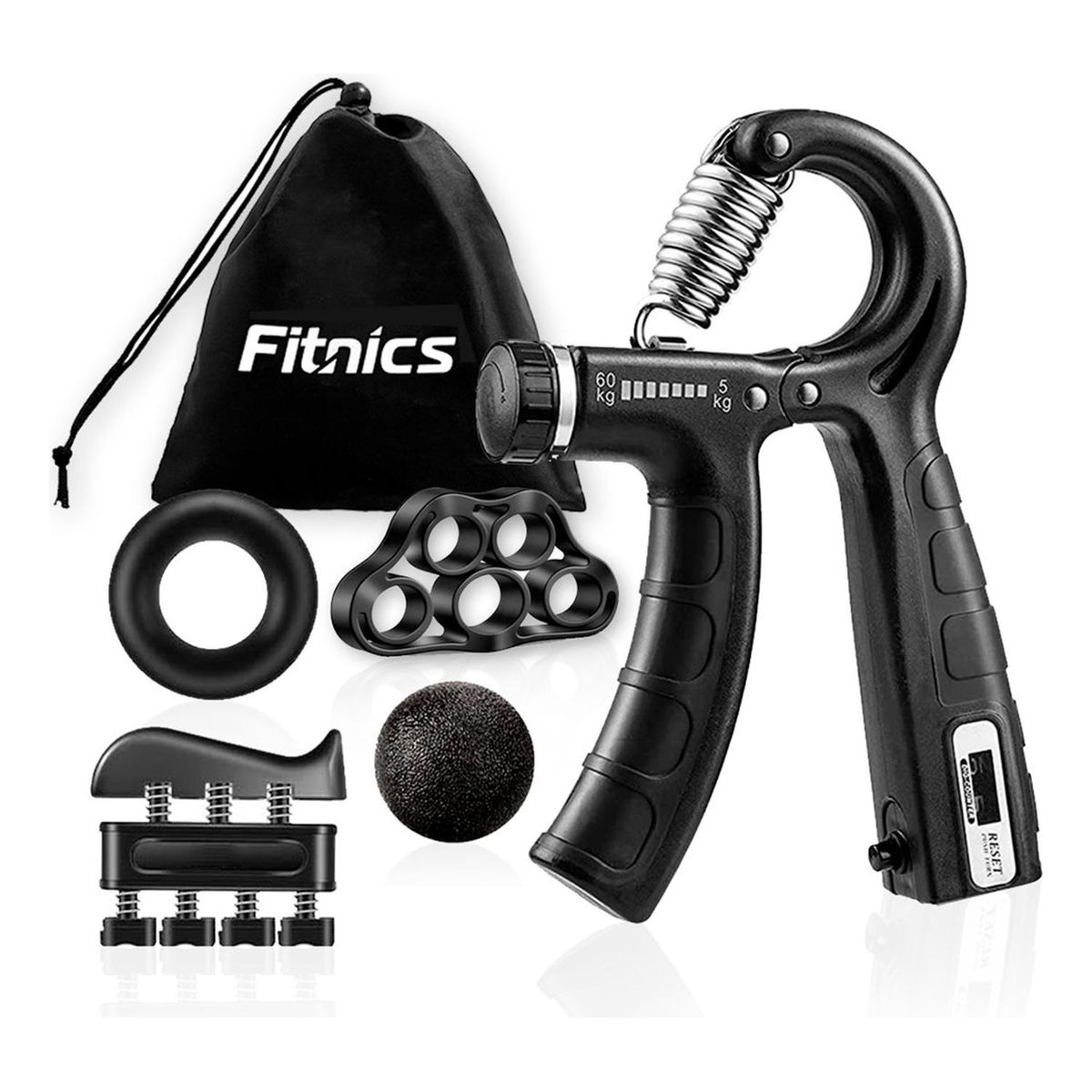 FITNICS - Set Hand Grip Ejercitador Manos Y Antebrazo Fitnics 10-60 Kg