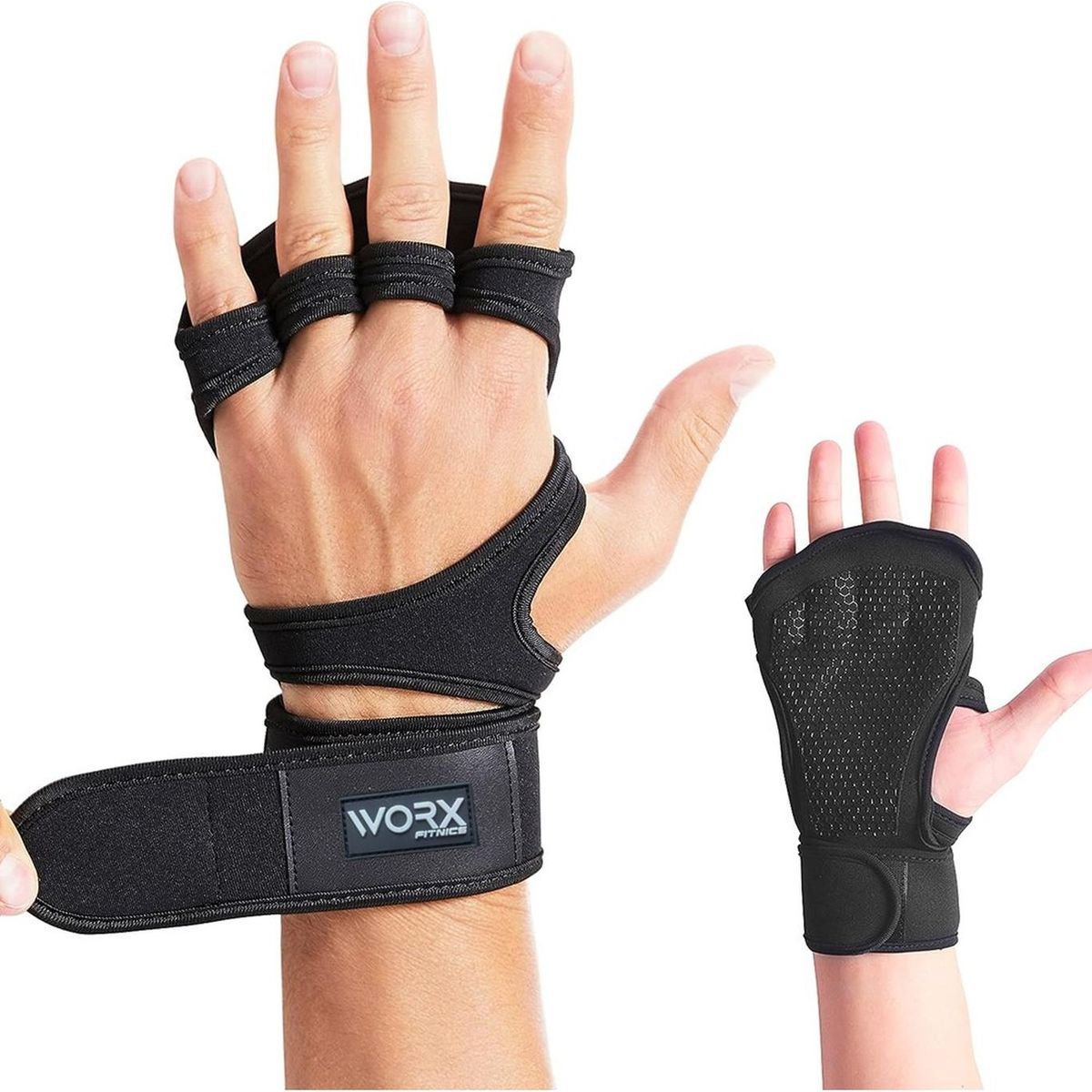 WORX - Guantes Muñequera Para Gimnasio Worx Pesas Deporte - Negro - L-