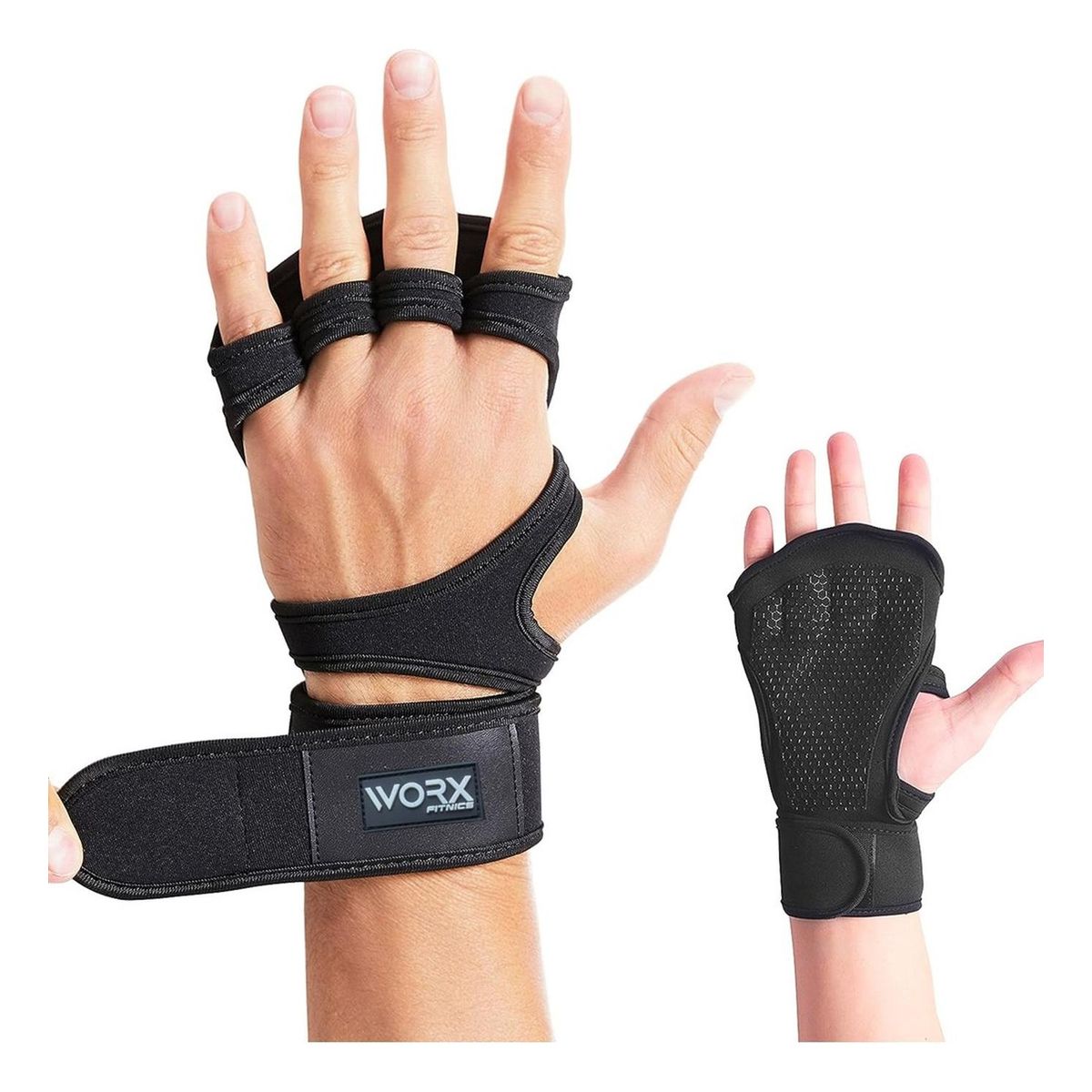 WORX - Guantes Muñequera Para Gimnasio Worx Pesas Deporte - Negro - L-