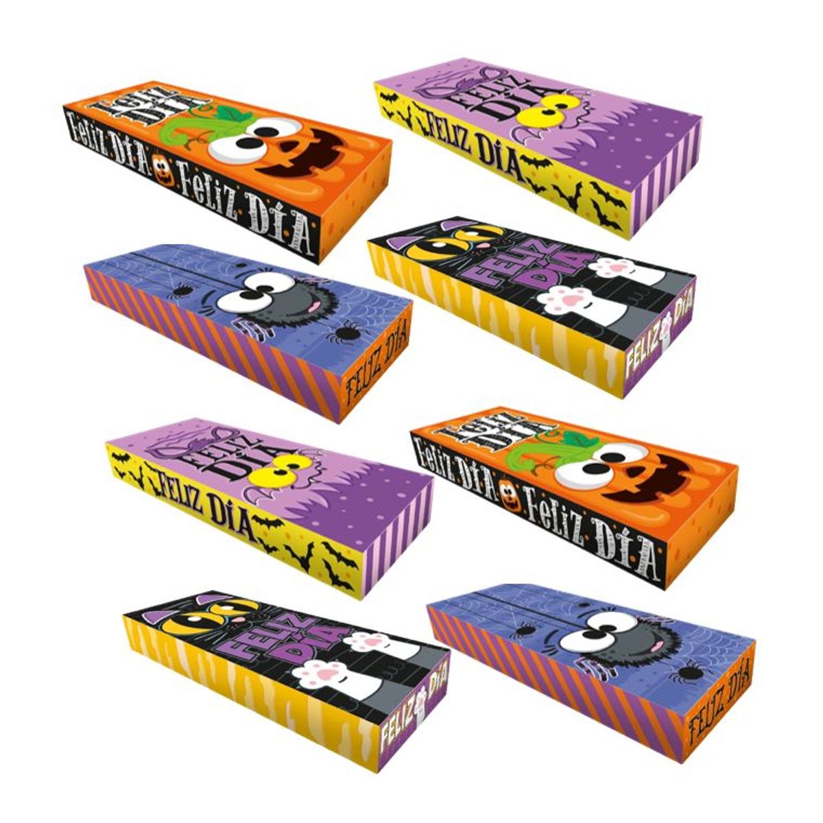 GENERICO - Caja Rectangular Halloween Empaque De Regalo De Cartón X 8 U.