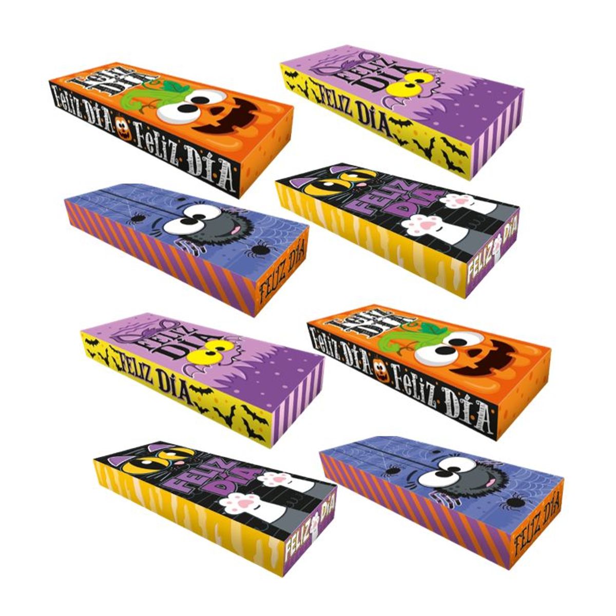 GENERICO - Caja Rectangular Halloween Empaque De Regalo De Cartón X 8 U.