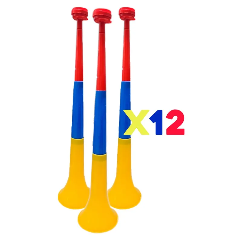 GENERICO - Vuvuzela Corneta Fútbol 56cm X12 Plegable Tricolor Colombia