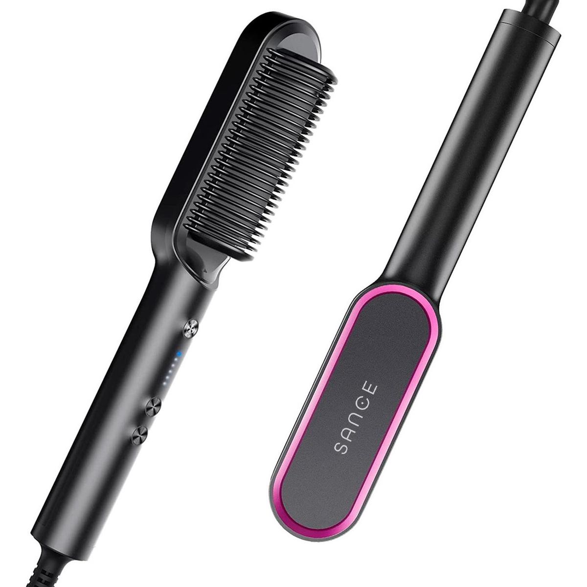 SANCE - Cepillo Alisador Electrico Plancha Cabello 2en1 Profesional-_.