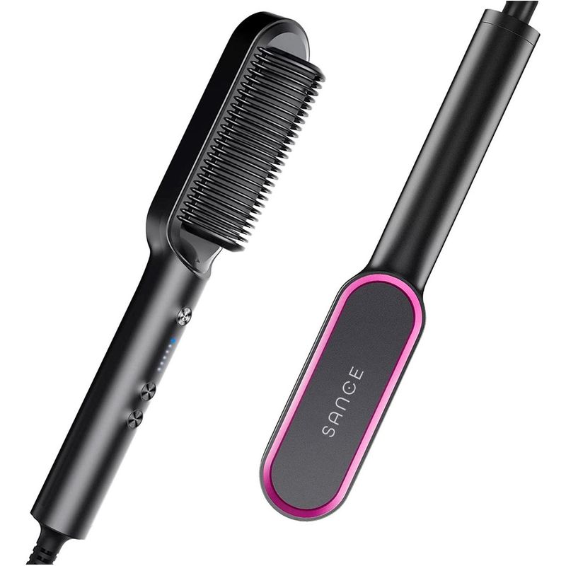 SANCE - Cepillo Alisador Electrico Plancha Cabello 2en1 Profesional-_..---