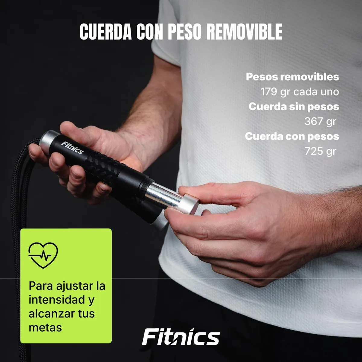 FITNICS - Cuerda Lazo De Saltar Con Peso Ajustable Fitnics Rodamiento