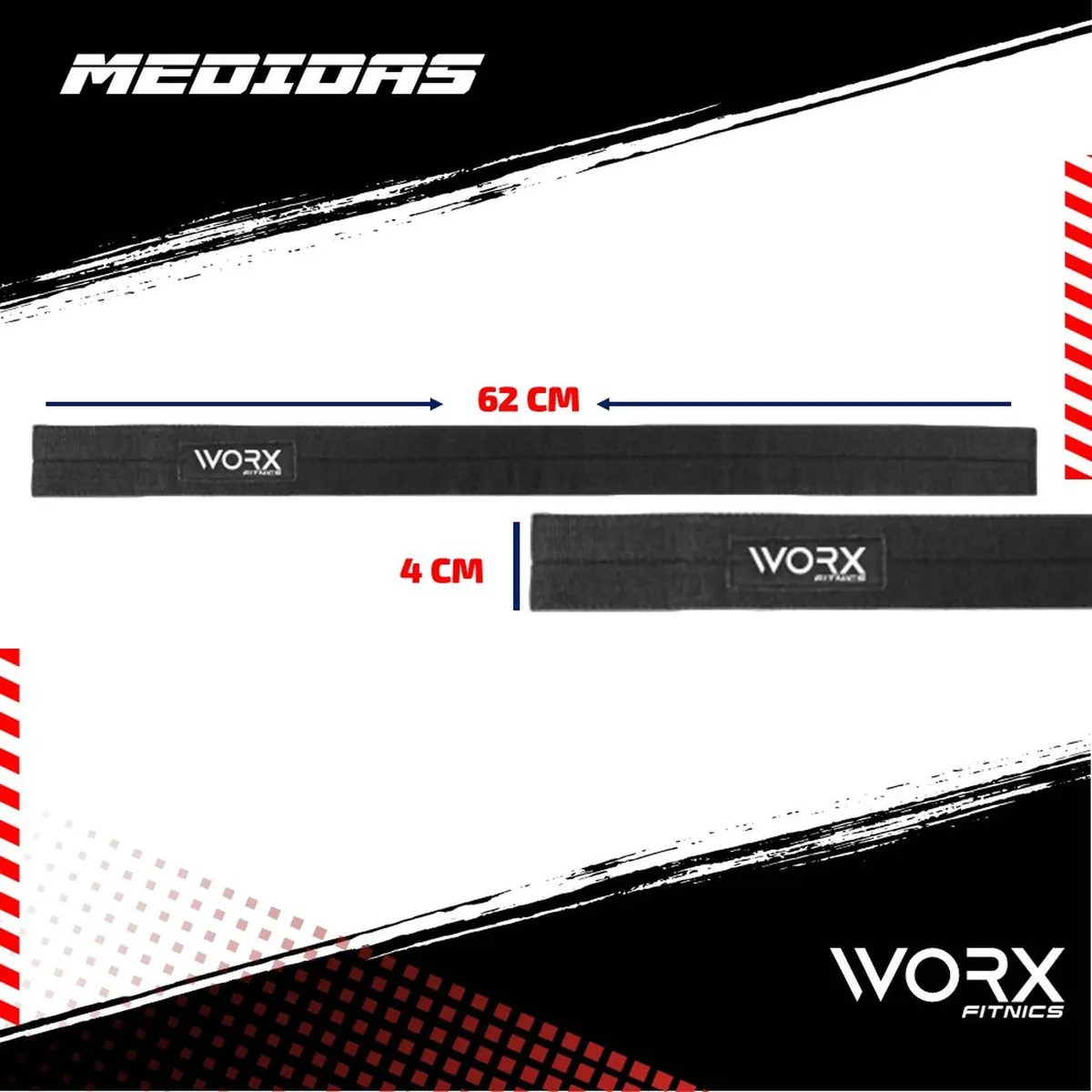 WORX - Straps Correas Levantamiento Worx Pesas Gym X2 - Negro-