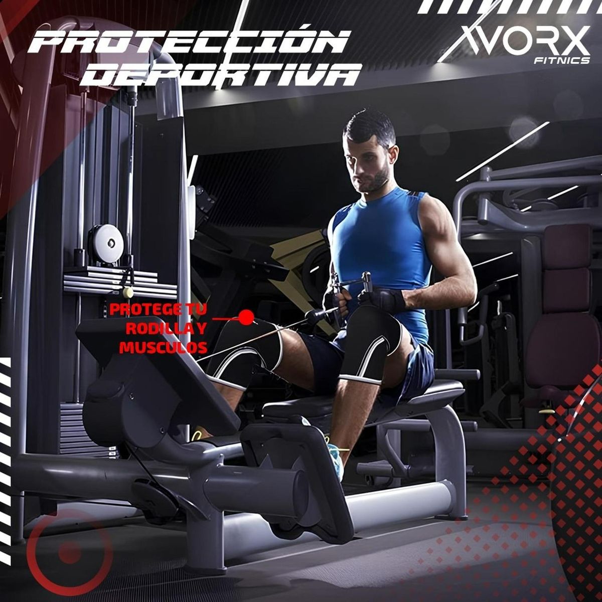 WORX - Rodillera Deportiva Worx Gym Compresion Neopreno X2 Gym - Negro - L-