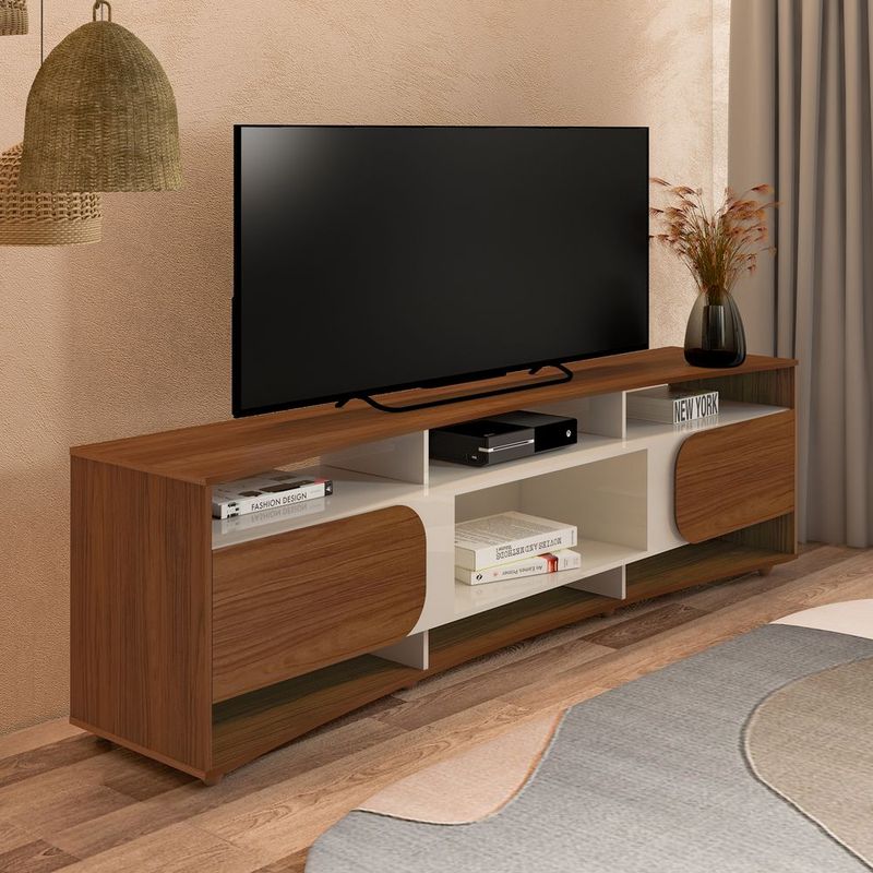 BERTOLINI - Mueble de TV 86" Elegance de 220 cm Color Cedro Y Off White