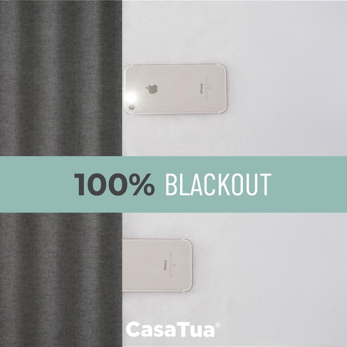 CASATUA - Cortina Blackout 100% Anti Luz, 2 Paños 140x220 TexturaLino - Gris oscuro