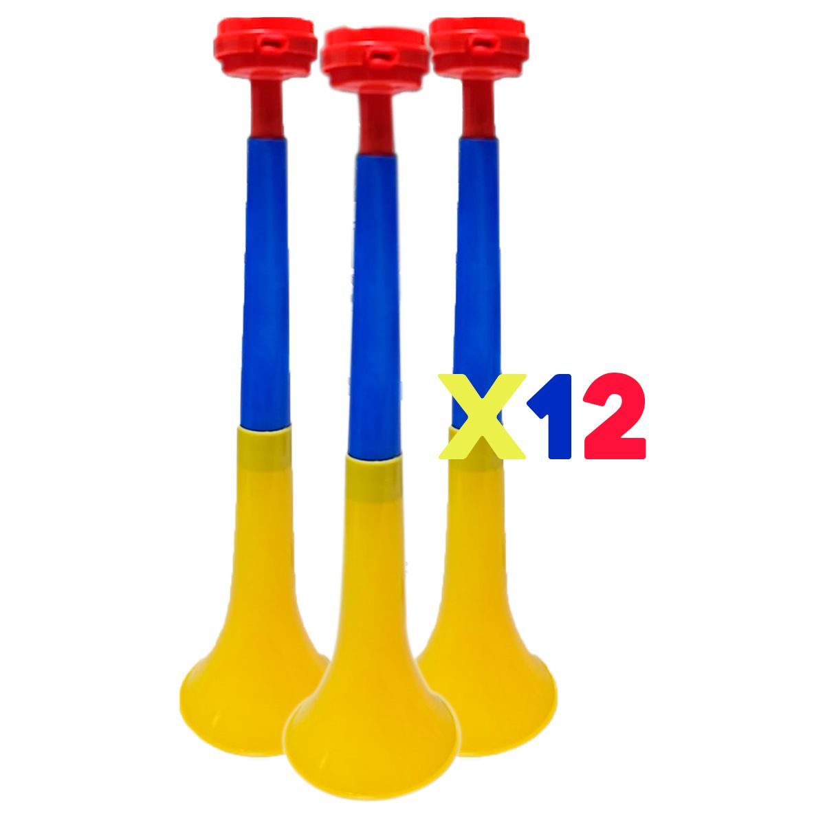 GENERICO - Vuvuzela Corneta Fútbol 37cm X12 Plegable Tricolor Colombia