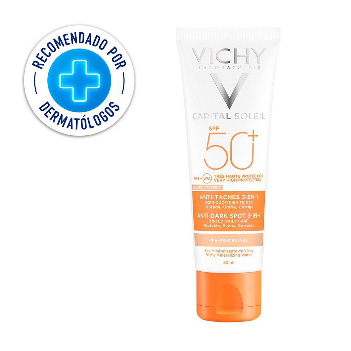 VICHY - Protector Solar Vichy Capital Soleil Antimanchas 3 en 1 SPF50+ con Agua Termal de Vichy 50ml