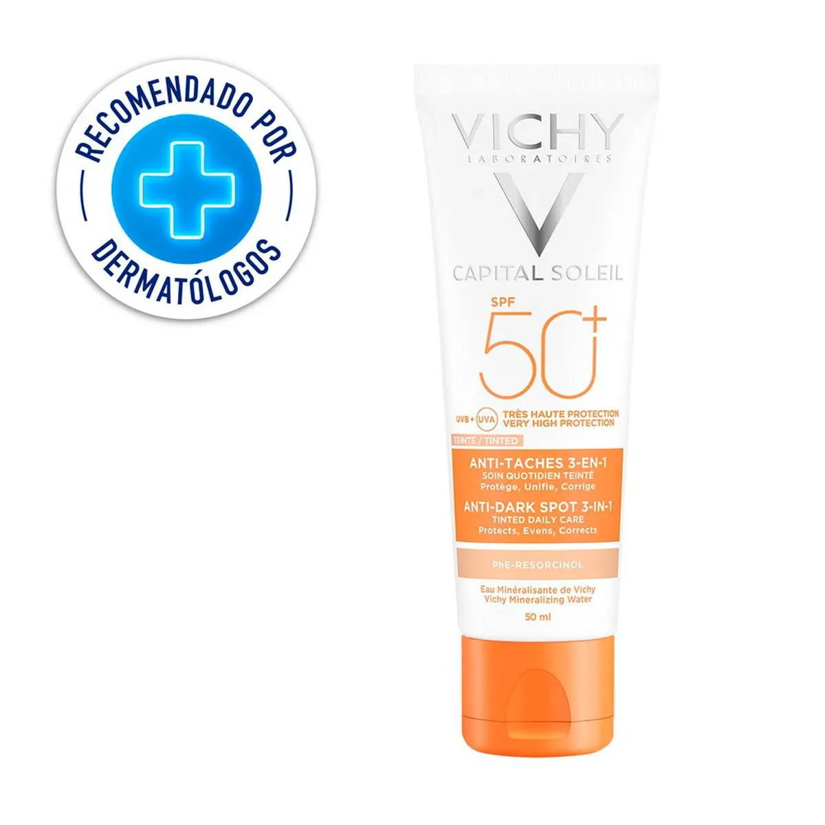 VICHY - Protector Solar Vichy Capital Soleil Antimanchas 3 en 1 SPF50+ con Agua Termal de Vichy 50ml