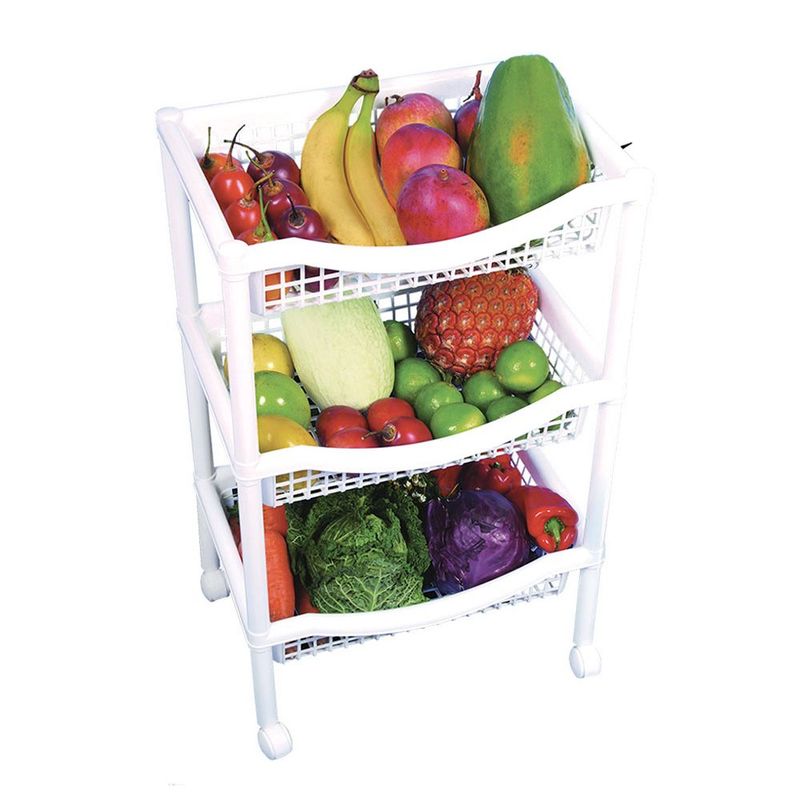 RIMAX - Canasta Móvil Rectangular De 3 Niveles Rimax Blanco