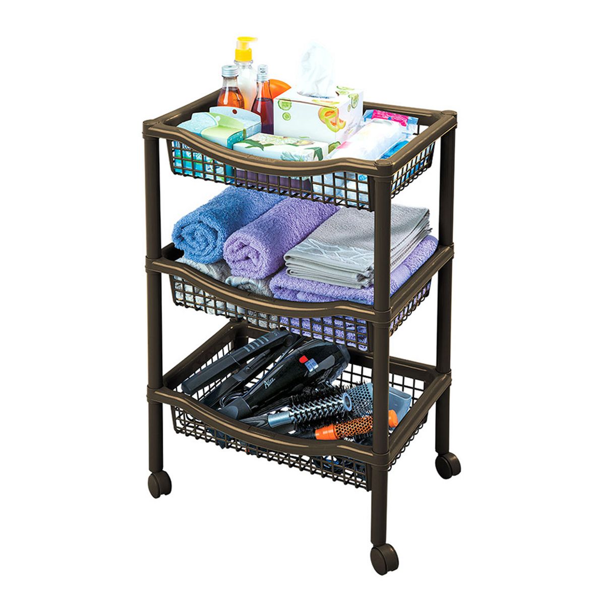 RIMAX - Canasta Móvil Rectangular De 3 Niveles Rimax Wengue