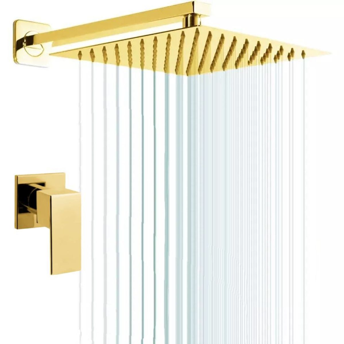 GENERICO - Kit Regadera Registro Ducha Agua Fria Cuadrado Mini Dorado