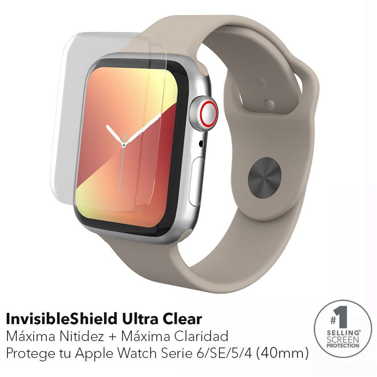 INVISIBLE SHIELD - Vidrio Protector Ultra Clear para Apple Watch Series SE 6 5 4 de 40 mm
