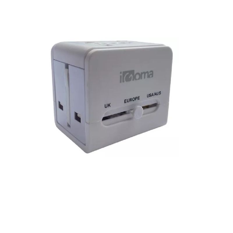 GENERICO - Adaptador Viaje Puerto Usb Paquete Universal Usa Uk Europa Blanco