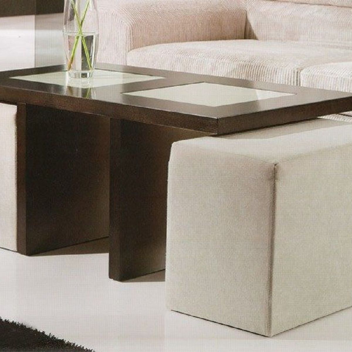 BANZAY - Mesa De Centro H Con Puff Auxiliar - Marfil