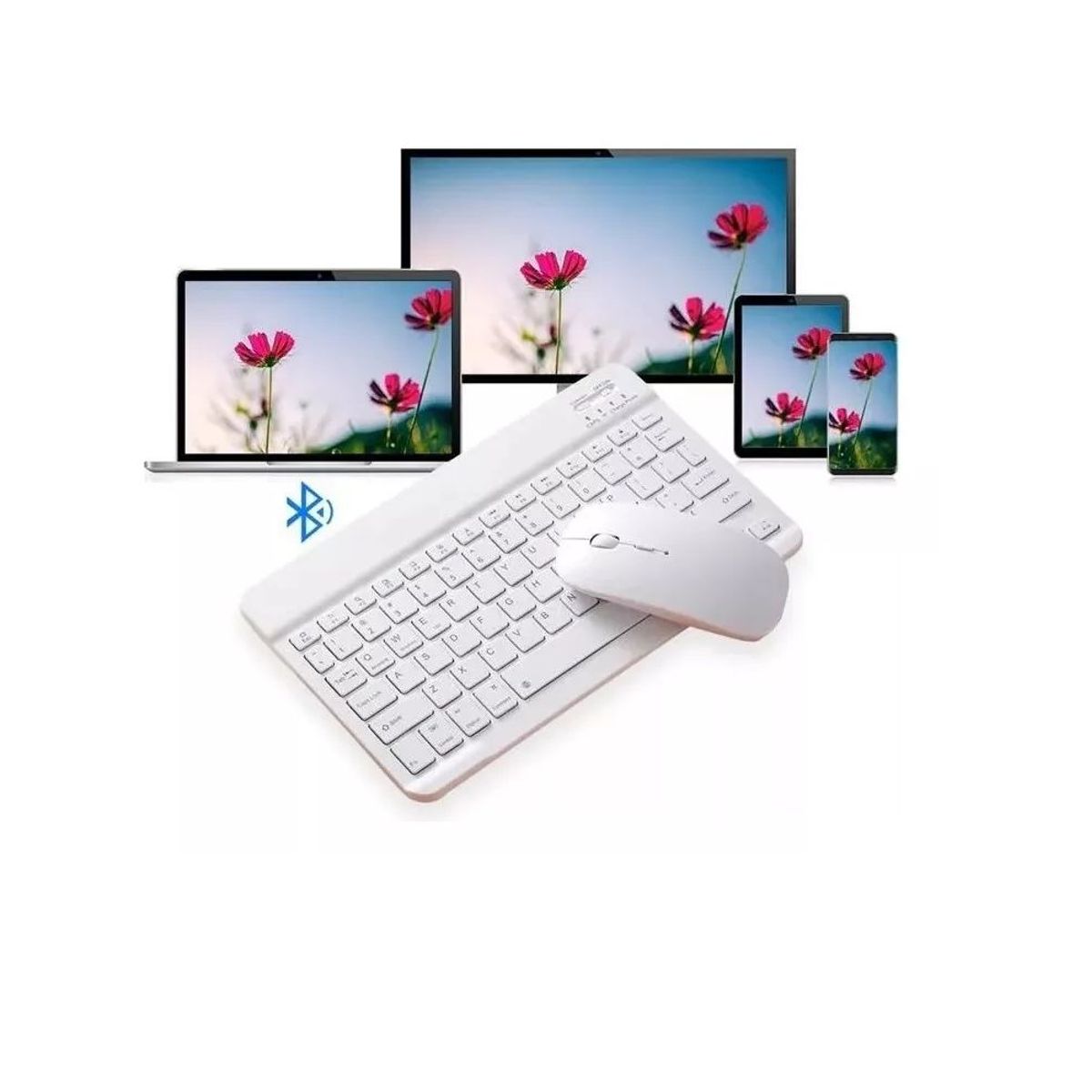 GENERICO - Kit Mouse Y Teclado Bluetooth Tablet - Pc - Celular 10 Blanco