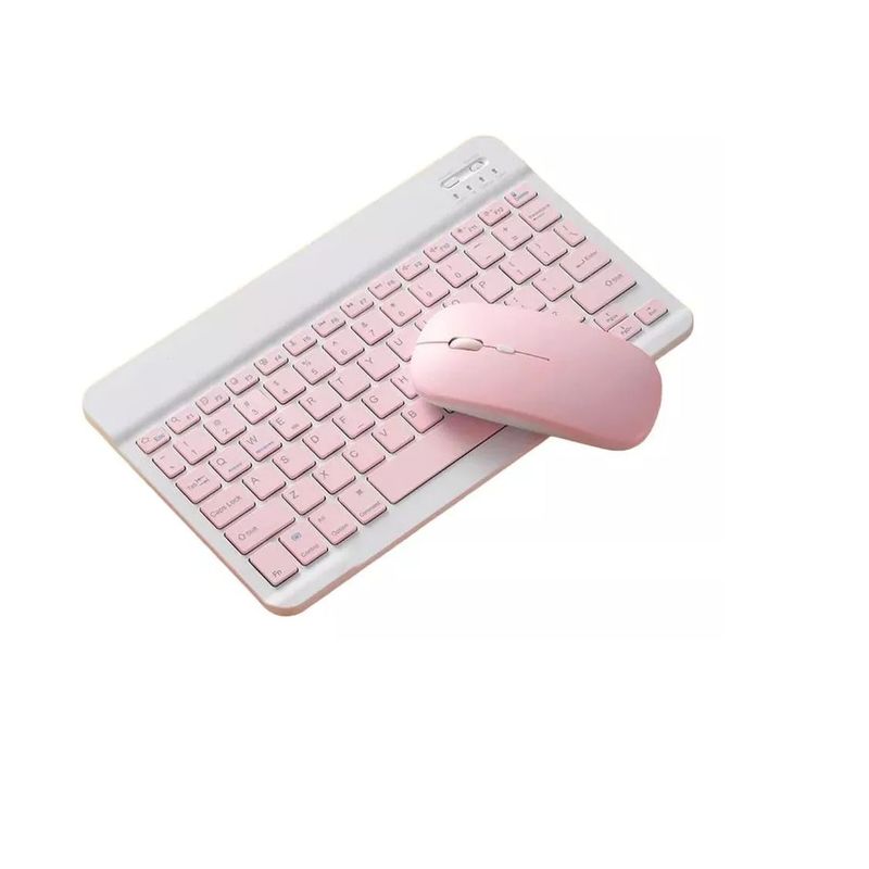 GENERICO - Kit Mouse Y Teclado Bluetooth Tablet - Pc - Celular 10 Rosa