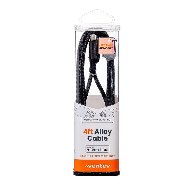 VENTEV - VENTEV cable Chargesync USB A-Apple Lightning de 4ft - Negro