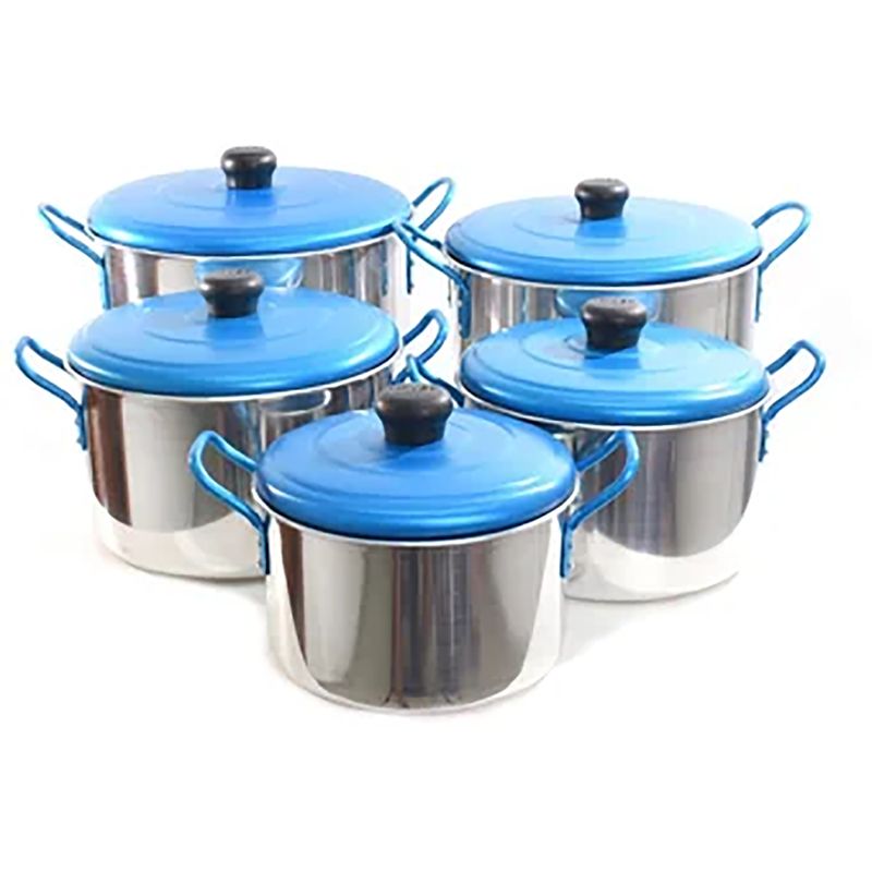 IMUSA - Juego de Ollas Imusa X5 Unidades 16 / 24 Cm Tapa Azul
