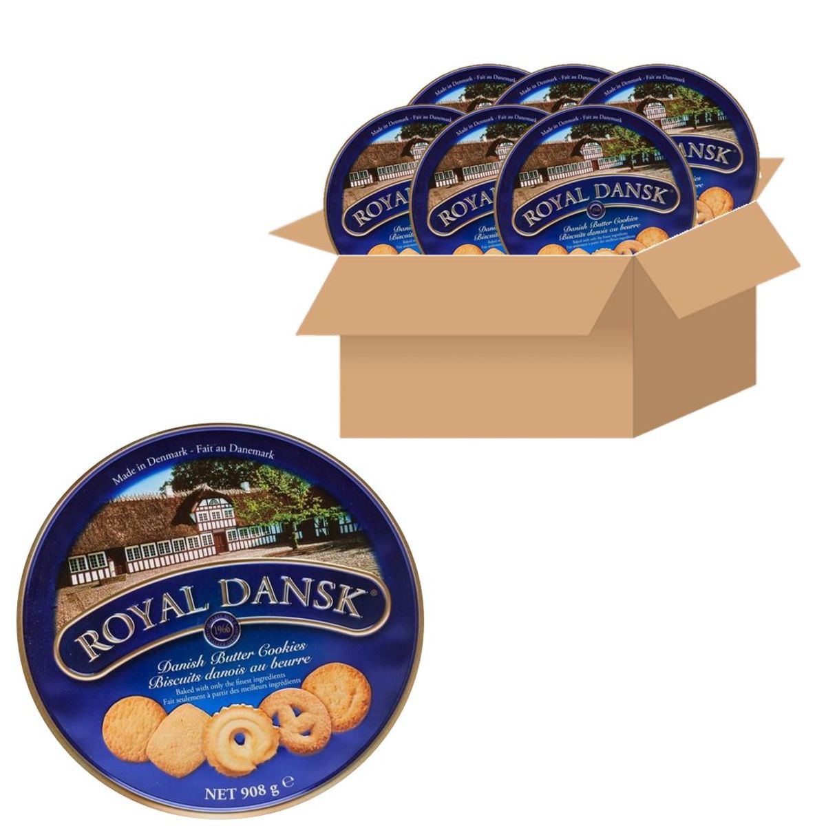 GENERICO - Galletas Navideñas Danesas Lata Royal Dansk 908gr X 6 Uds.