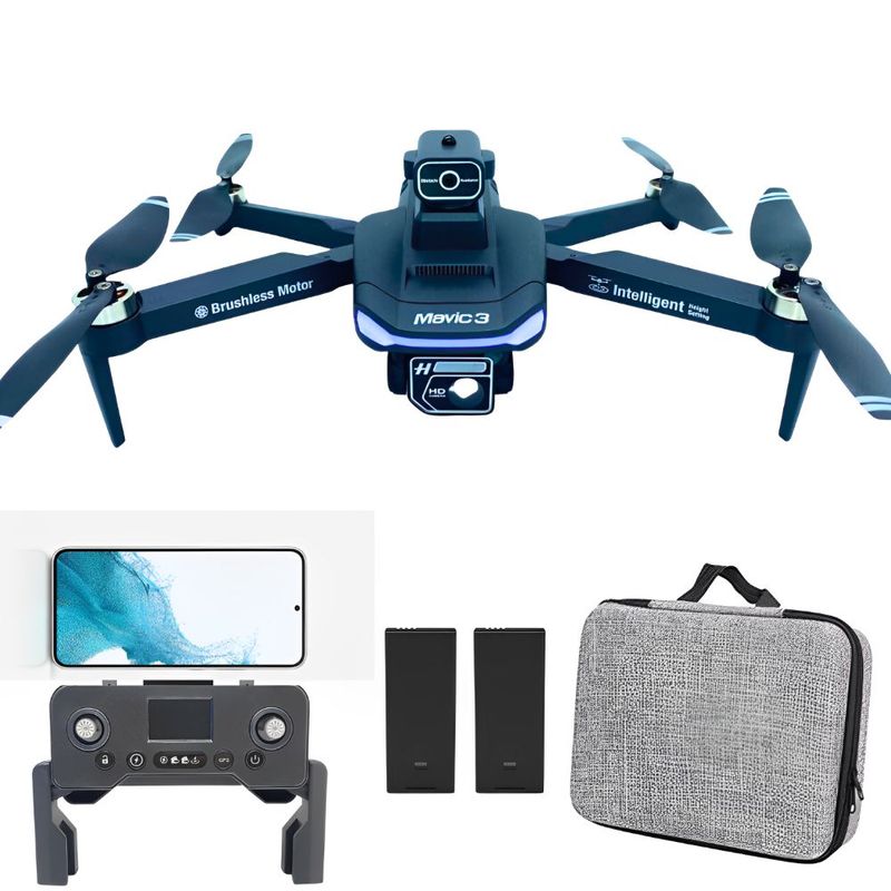 GENERICO - Drone Wifi Doble Cámara 1080 + Gps + Estuche + Modo Sígueme