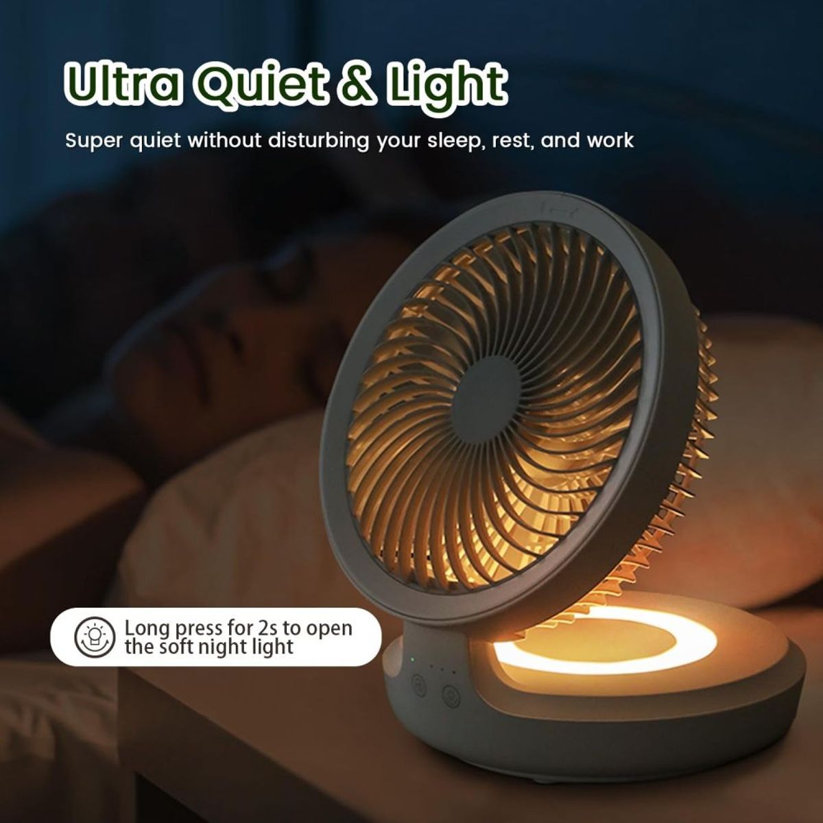 GENERICO - Ventilador Portatil Recargable Inalambrico 4 Velocidades Led