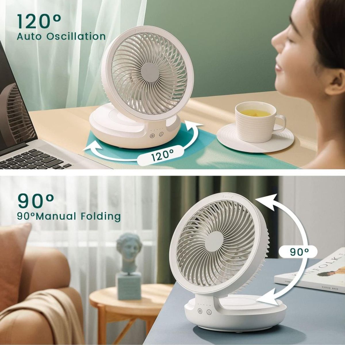GENERICO - Ventilador Portatil Recargable Inalambrico 4 Velocidades Led