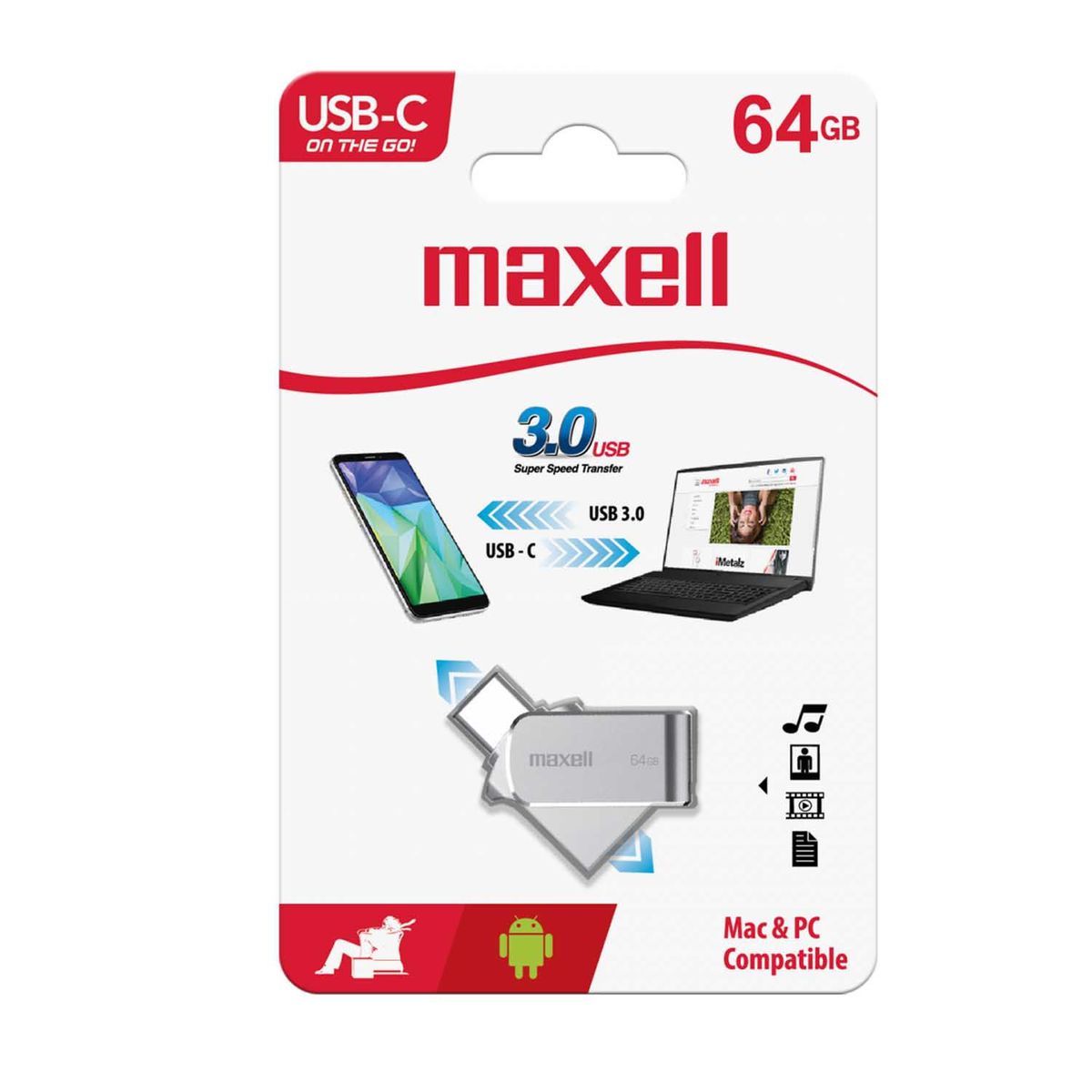 MAXELL - MAXELL MEMORIA USB OTG 64GB 3.0 C/CONECT TIPO C