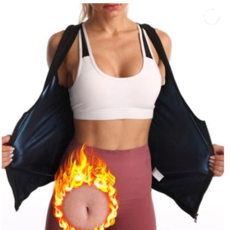 GENERICO - FAJA REDUCTORA TERMICA CAMISETA SAUNA MUJER CREMALLERA talla L-XL