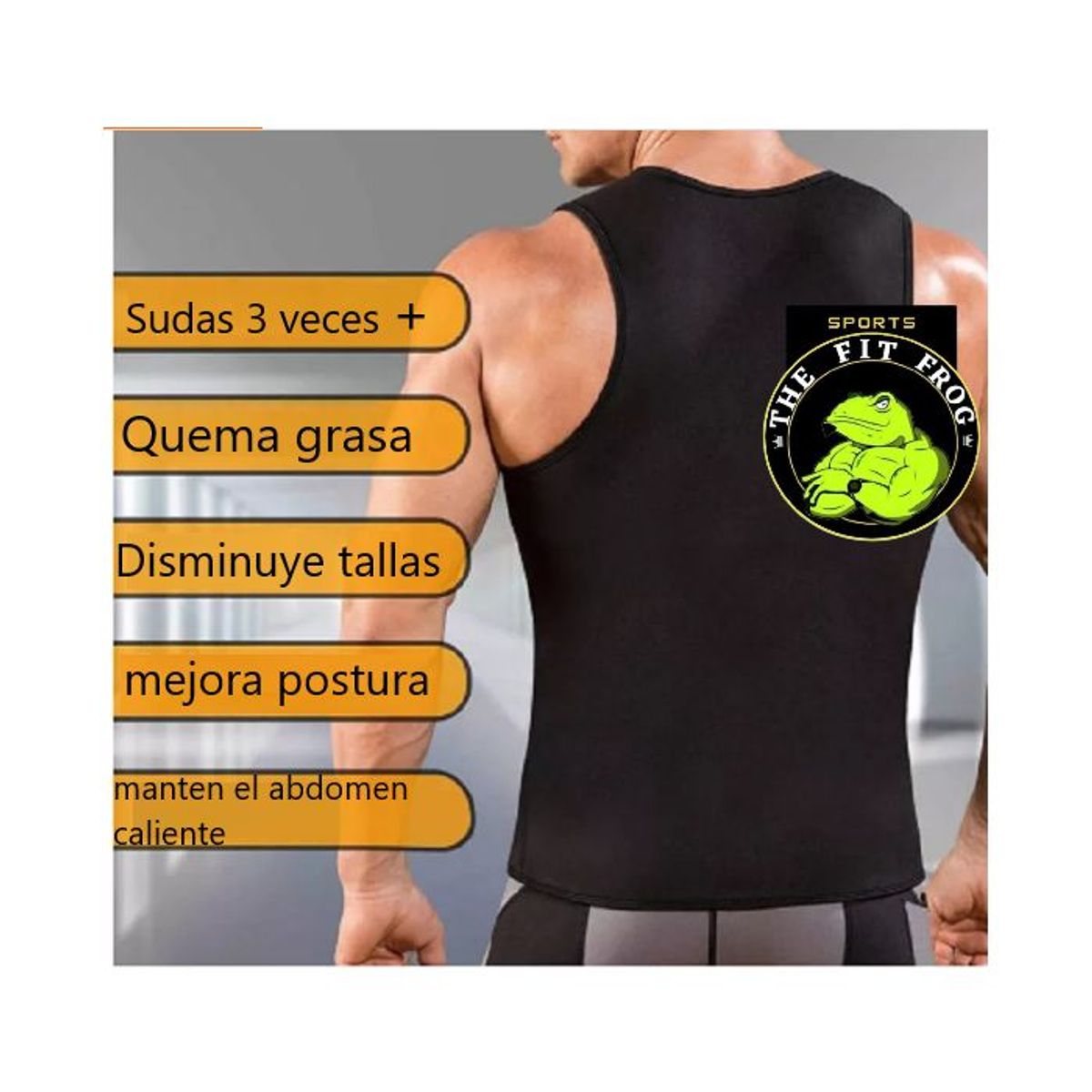 GENERICO - FAJA REDUCTORA TERMICA CAMISETA SAUNA HOMBRE CREMALLERA S-M
