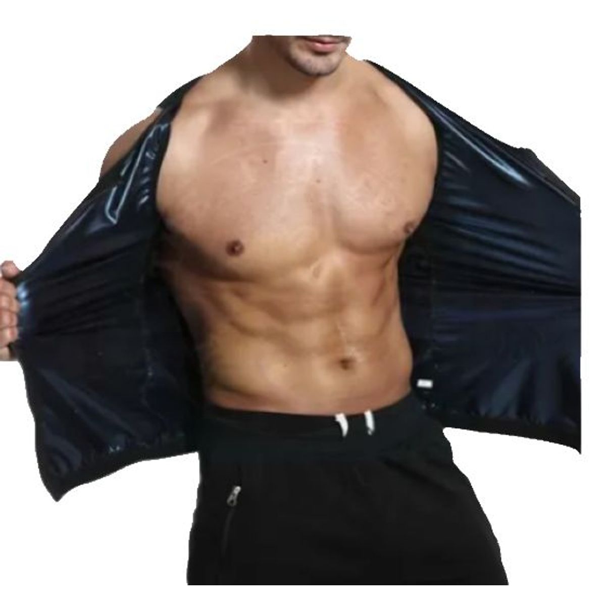 GENERICO - FAJA REDUCTORA TERMICA CAMISETA SAUNA HOMBRE CREMALLERA L-XL