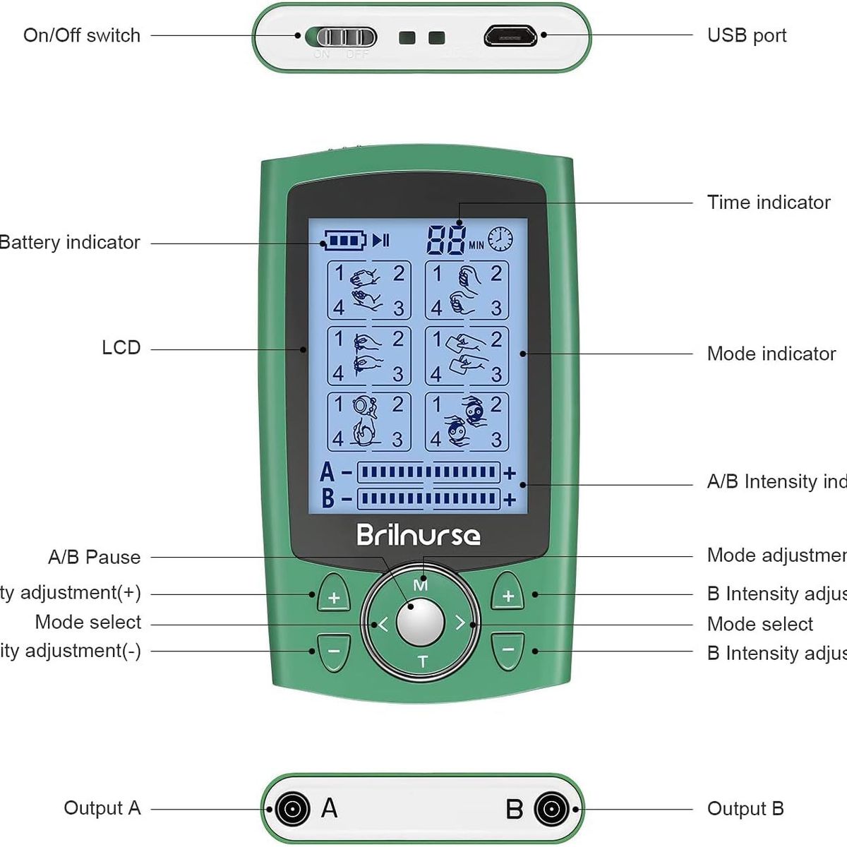 TENS - Estimulador Muscular Tens Y Ems Alivio de Dolor - Gimnasia Pasiva
