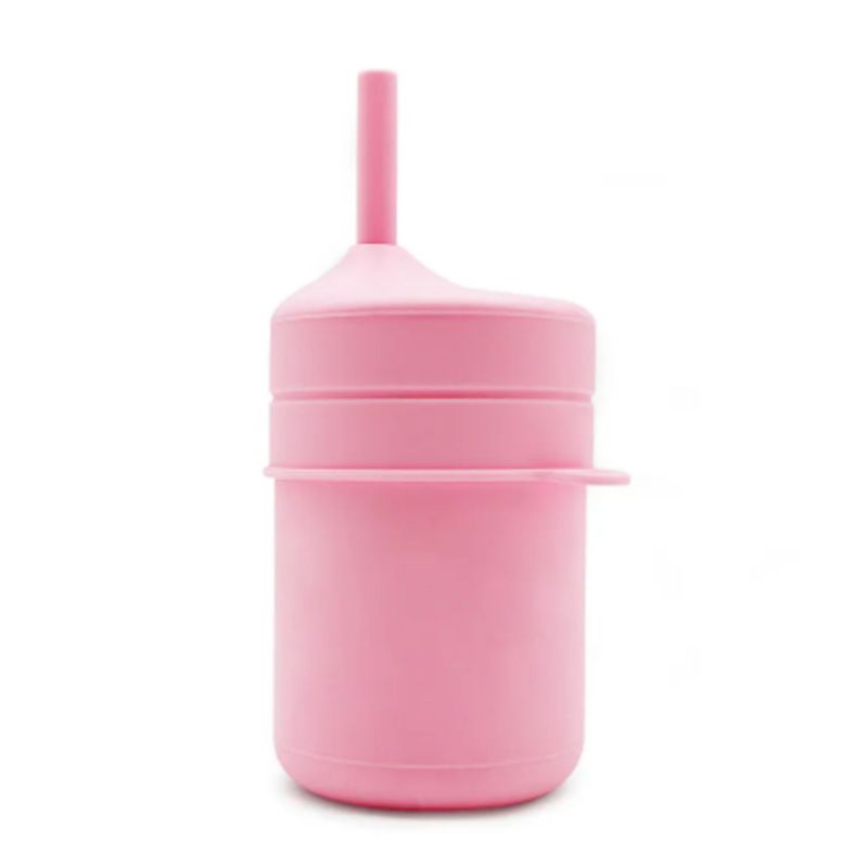 GENERICO - VASO ENTRENADOR SILICONA REUSABLE PITILLO NIÑOSBEBÉ ROSA