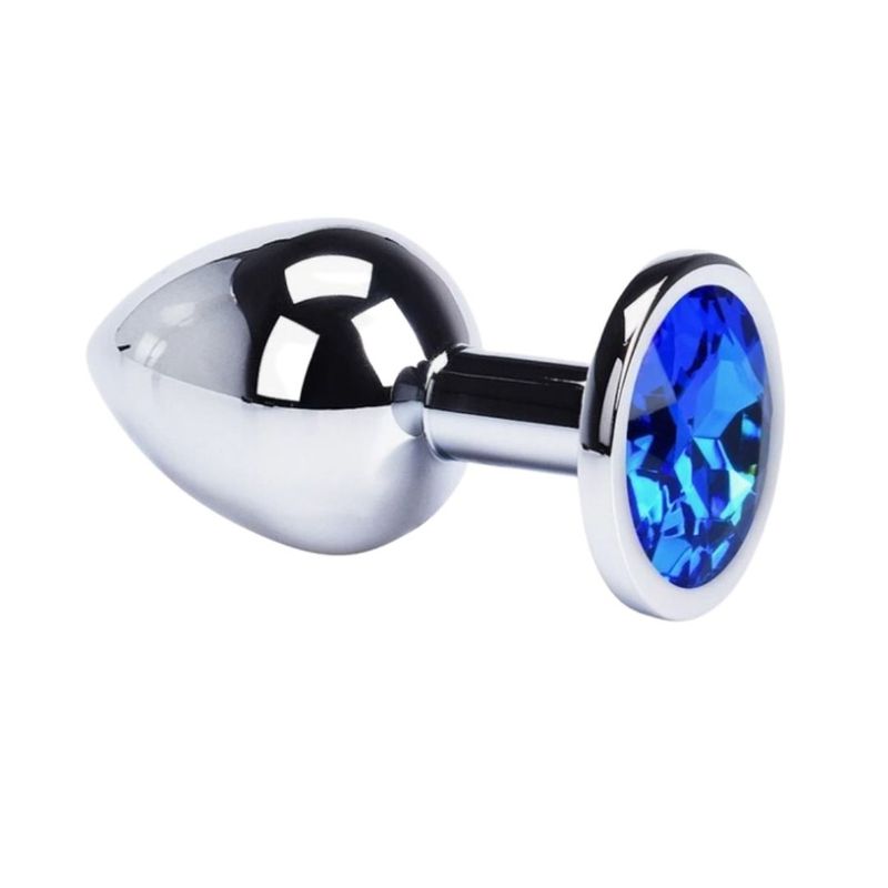 GENERICO - Plug Anal Metálico Azul Talla L joya redondo